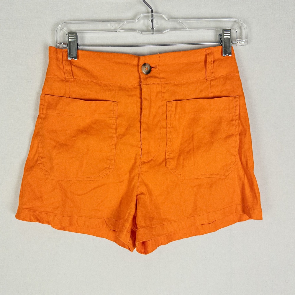 Maeve Anthropologie Colette High Rise Shorts Womens 27 Orange Patch Pocket Boho